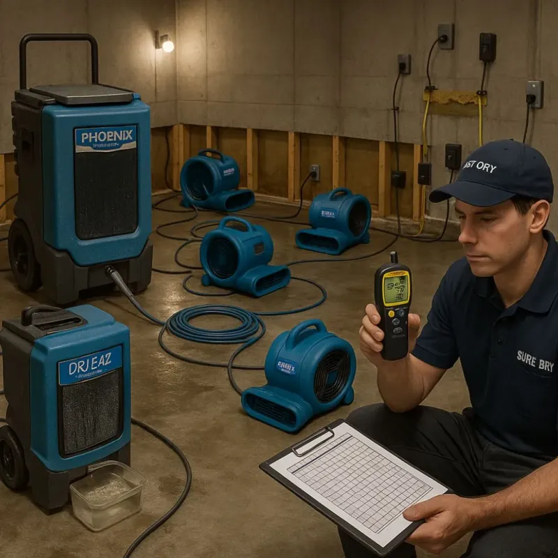 Structural Drying and Dehumidification process in North Seekonk, MA